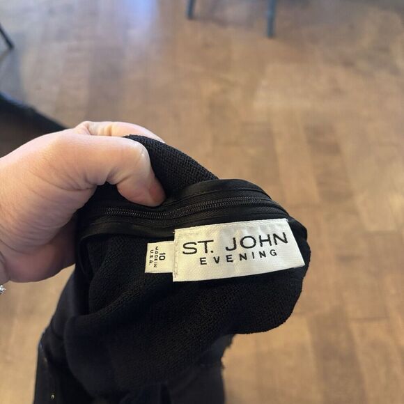 St. John‎ Evening Black Knit Dress with Beading Size 10 Spring 2006 - Picture 4 of 10